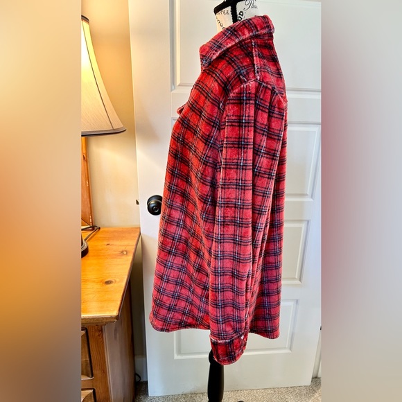 LUUKSE Buffalo Check Plaid V-Neck Fluffy Soft (PJ) Flannel Shirt Sz XL - Picture 7 of 12